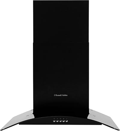 Russell Hobbs RHGCH901B 90cm Cooker Hood Black Glass Stainless 5 Function