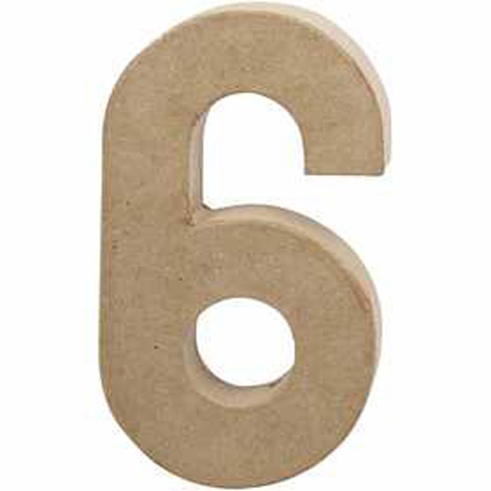 Create Crafts 26634 Creativ 20 cm 1-Piece Papier Mache Number 6, Beige