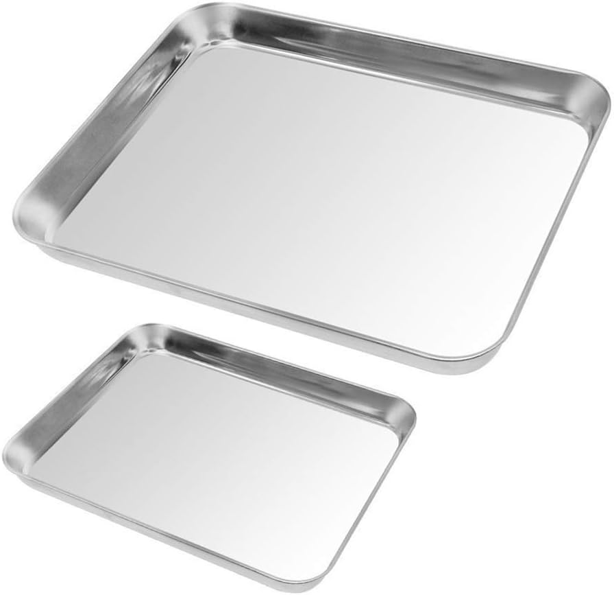 2PCS Square Stainless Steel Baking Pans Baking Sheet