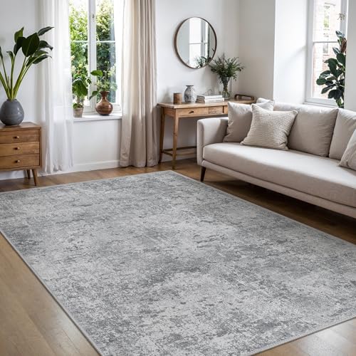 BEIMO Moderner Waschbarer Teppich Wohnzimmer 160x230 cm, Grau