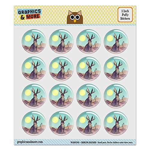 Cartoon Jackalope 1.0" Puffy Bubble Dome Scrapbooking Crafting Sticker Set