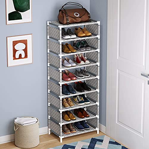 Vertical Shoe Rack, 8 Tiers Narrow Shoe Shelf 16 Pairs Shoe Storage