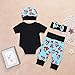 puseky 4pcs Newborn Baby Boys Girls Skull Romper+Pants+Hat+Headband Halloween Outfits (0-6 Months, Black+Blue)