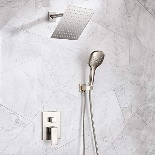 POP Shower System Brushed Nickel Bathroom Rainfall Shower Faucet Set