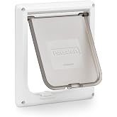 PetSafe Interior Cat Door, 2-Way Lock, White, Cats up to 15 lb | High-Impact Frame with Transparent Flap, Fits Interior Doors, Hardware and Template Included