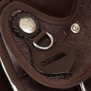 Festnight Sella Western/Sella per Monta Western Equitazione Completa Testiera e Pettorale in Vera Pelle 17" Marrone/Nero