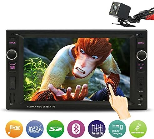 Double Din Car Stereo, 6.2 Inch Touch Screen - Rear View Camera/Bluetooth/Steering Wheel Control