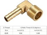 sourcing map Brass 90 Degree Hose Fitting 8mm Barb to 3/8 PT Male Pipe Adapter view 5