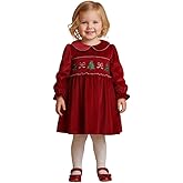 Rarjuiey Newborn Baby Girl Christmas Outfit Smocked Bubble Romper Onesie Clothes Big Sister Little Sister Matching Outfit