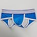 Clearance!Men Hot Mesh Hollow Out Striped Buttock JockStrap Thongs Underpants (M, Blue)