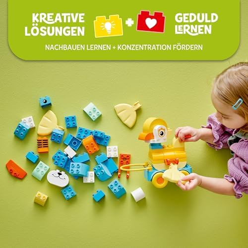 DUPLO Town Tiere auf Rädern 3-in-1-Set - Montessori Spielzeug zum Bauen von Ente, Fisch oder Hund mit Rädern und Ziehgriff - Geschenk für Mädchen und Jungen ab 2 Jahren - 10448