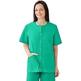 Medline Women's Snap-Front Jewel-Neckline Scrub Tops Jade