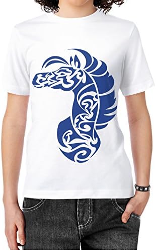 Eoyles Blue Horse Head Pretty Women Comfortable Novelty Round Neck White Tshirt