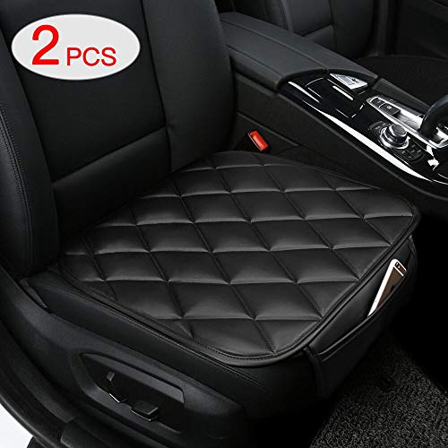 QBUC Car Seat Cushion Pad 2Pcs Car Interior Seat Cushion Mat with Pocket Car Seat Cover Protector Accessories for Car Seat,Office Chair,Home Use with Soft PU Leather(Black) - Thumbnail 7
