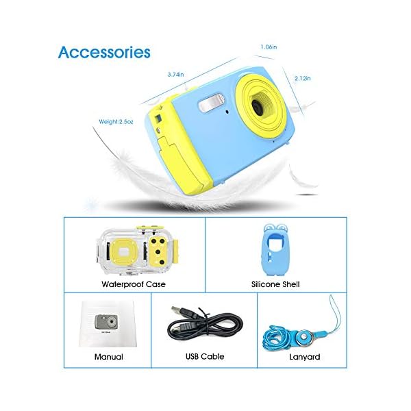Kids Camera Childrens Digital Camera 8MP 1080P Underwater Camera for Kids 2 Inch Screen 10 Feet Waterproof Digital Camera for Girls Boys Holiday Birthday Creative Gifts - Image 8