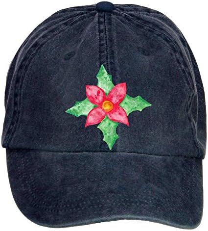 Qikdg Custom Adjustable Unique Drawing Flower Baseball Cap-Washed 100% Cotton Navy