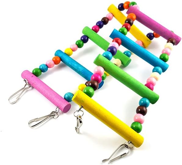 Mrli Pet Ladder Bird Toys for Bird Parrot Macaw African Greys Budgies Cockatiels Parakeet Hamster Rat Crawling Rainbow Bridge Wooden Cage Funny Perch Trainning Swing Toys 22 inches : Pet Supplies