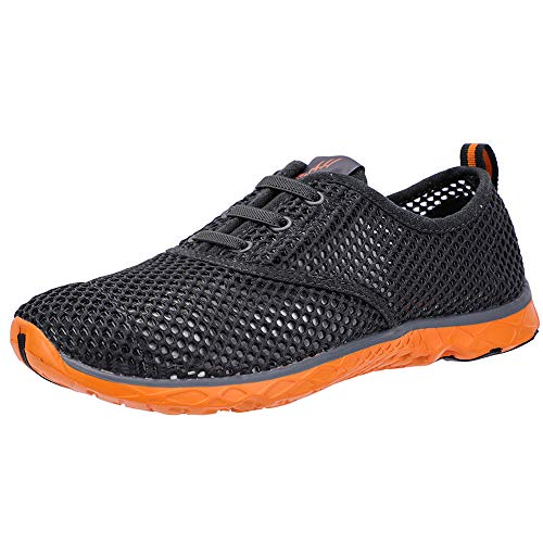 ALEADER Men's Aquatic Water Shoes Cozy Mesh Walking Sneakers Gray