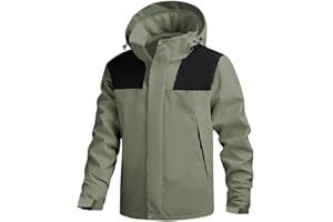 Hidkat Men's Hiking Windbreaker Rain Coat Lightweight Outdoor Rain Jacket Water Resistant with Hooded