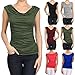Cowl Neck Ruched Side Slim Fit Top S-3XL (18 Colors)