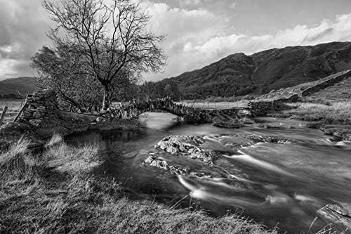 Amazon 黒と白 アート印刷 キャンバス壁紙 川 橋 丘 草 木 雲 秋 部屋飾り背景絵画 キャンバス写真 壁紙ポスター はがせるシール式 写真 絵画 壁飾り 60cmx40cm ウォールステッカー オンライン通販