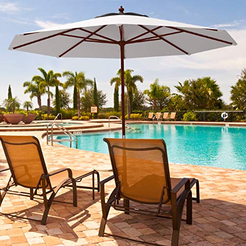 image for Tangkula Patio Umbrella Height Adjustable Wood Pole Outdoor Sun Shade 