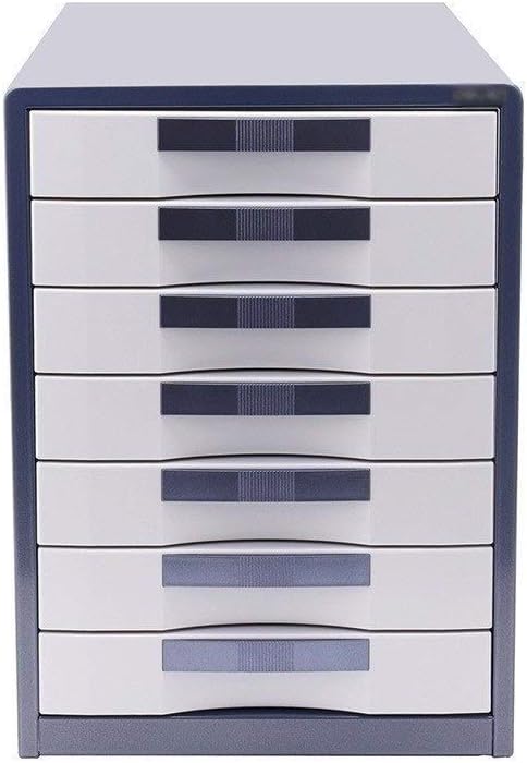 Locking File Cabinet Metal Case Small Storage Box For Office Desk 7 Layer Drawer Blue Amazon Co Uk Office Products