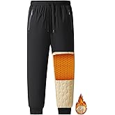 Nopuper Mens Winter Pants Sherpa Lined Sweatpants Fleece Warm Jogger for Sport, Outdoor, Snow Cleaning, Cold Weather