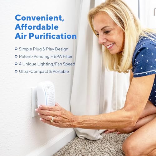 Clarifion - DSTx Portable Air Purifier - Plug In Air Ionizer HEPA Filter, Mini Personal Air Purifiers For, Bedroom and Pets Helps With Smoke, Airborne Dust and Odors