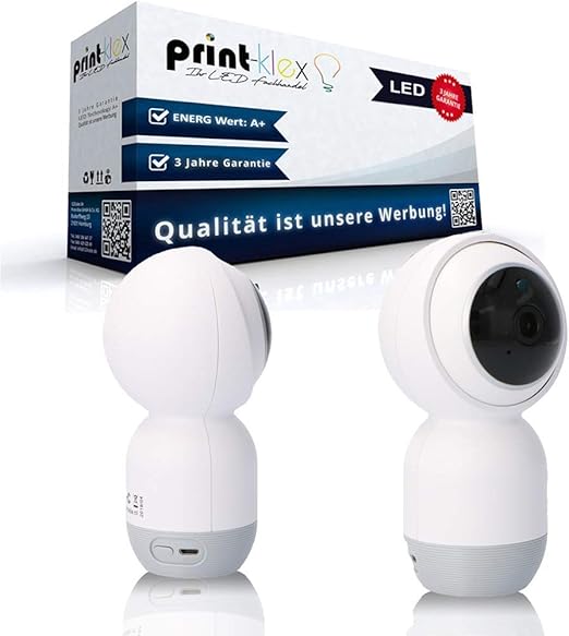Print Klex SMART Home Innen Kamera WiFi berwachungskamera 1080p Webcam Funk IP20 Nachtsicht Babyphone   Wei