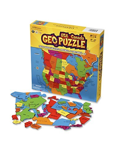 GeoPuzzle U.S.A. and Canada - Educational Geography Jigsaw Puzzle (69 pcs)