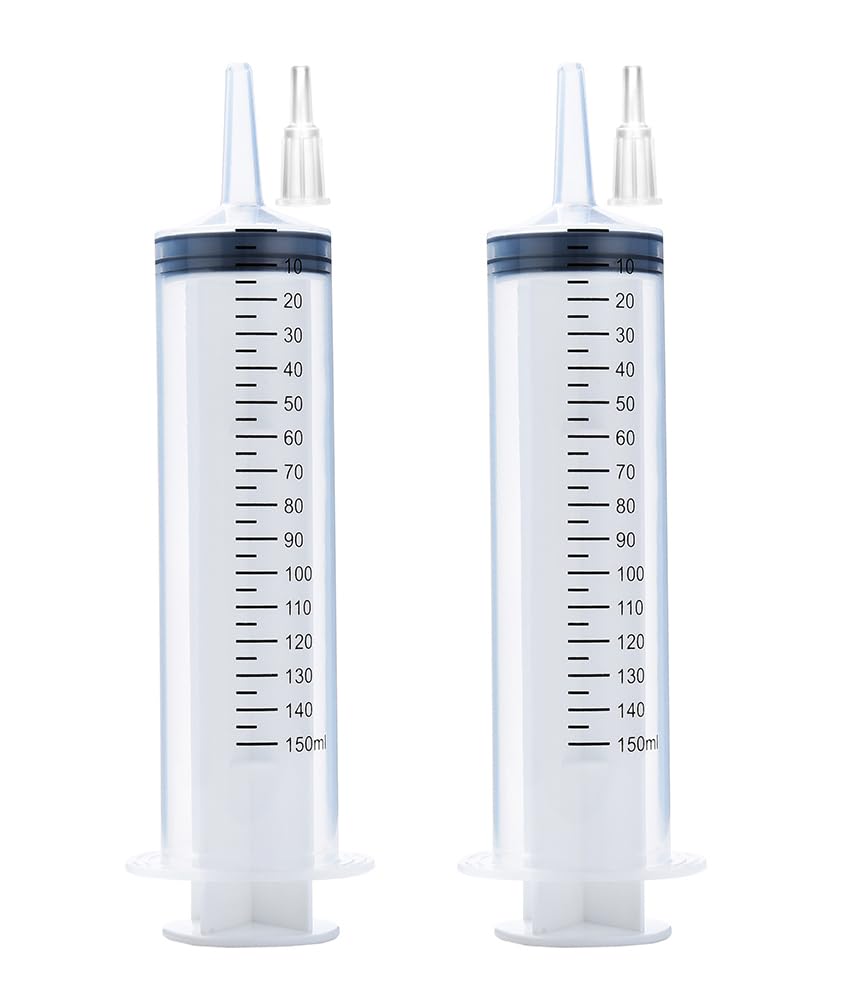 Photo 1 of 2 Pack 150ml Syringes, Large Plastic Garden Syringe for Scientific Labs, Watering, Refilling