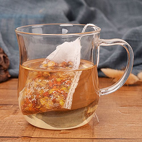 Tea Filter Bags, NUIBY Unbleached 100% Natural Empty Tea Bags for Loose Leaf Tea - Disposable Tea Infuser Bags - 1 Cup Capacity, 100 Counts with 1pc Stainless Steel Tea Spoon (2.4in 3.2in)