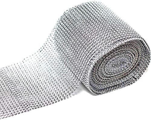 MUZOCT Acrylic Bling Rhinestone Diamond Mesh Wrap Ribbon 24 Row 10 Yard Silver for Birthdays Wedding Bridal Party Decorations