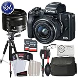 Canon EOS M50 Mirrorless Camera w/15-45mm (Black) + 2 x 32GB + Deluxe Photo Bundle