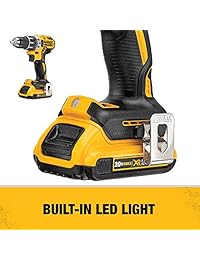 Dewalt DCD791D2 Kit de destornillador compacto sin escobillas, 20 V, máx. XR, iones de litio, 0.5", 2.0 Ah