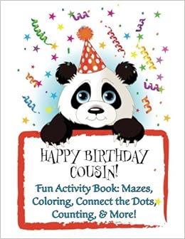 Happy Birthday Cousin Fun Activity Book Mazes Coloring Connect