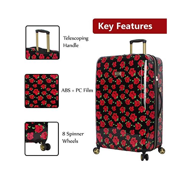 betsey johnson covered roses luggage