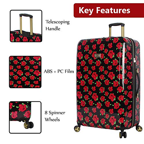 Betsey Johnson 30 Inch Checked Luggage Collection Expandable Scratch