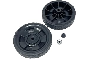 POWER FORGED Wheel Kit, 6" Black Plastic Wheels for 3/8" Axle Shaft, Diamond Rubber Tread, Includes 3/8" Axle Caps - Includes 2 Wheels & 2 Axle Caps (696563)