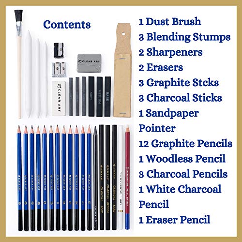 Drawing Kit Drawing Pencils Sketch Pencils 36 Piece Sketch Kit with Case A5 Sketch Pad