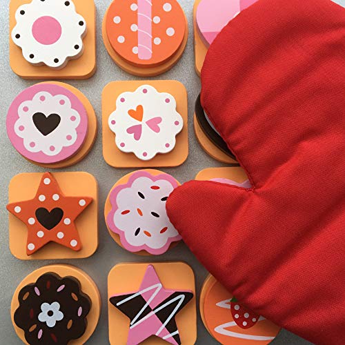 bee SMART Hölzerne Keks / Plätzchen Backset für Kinder, 25 Stücke, Rot Ofenhandschuh und Backblech, magnetische…