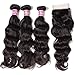 Unice 8A Grade Brazilian Natural Wave Hair 3 Bundles with Free Part Lace Closure 100% Virgin Human Hair Extensions Weave Natural Color (16 18 20+14'' Closure)