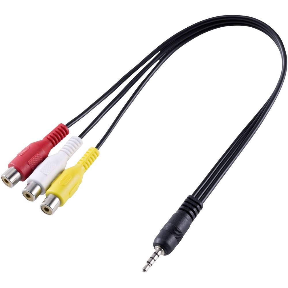 Speaka Professional SP-8433716 AV Audio/Video Adaptor [1x Jack Plug 3.5 mm - 3x RCA Female] Black
