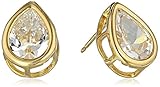 18k Yellow Gold-Plated Sterling Silver and Cubic Zirconia Stud Earrings