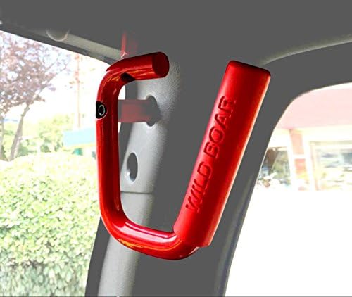 Black Solid Steel Grab Handle Front Grab Handle Bar for 2007-2017 Jeep Wrangler JK JKU Unlimited 2/4 Door Red Front Handle