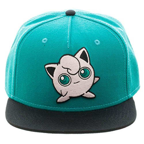 BIOWORLD Pokemon Jigglypuff Embroidered Snapback Cap Hat, Turquoise