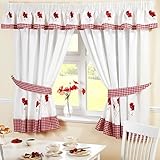 Amazon.de: Küchenvorhänge Äpfel Und Birnen Grün Rot Gingham Breite 167
