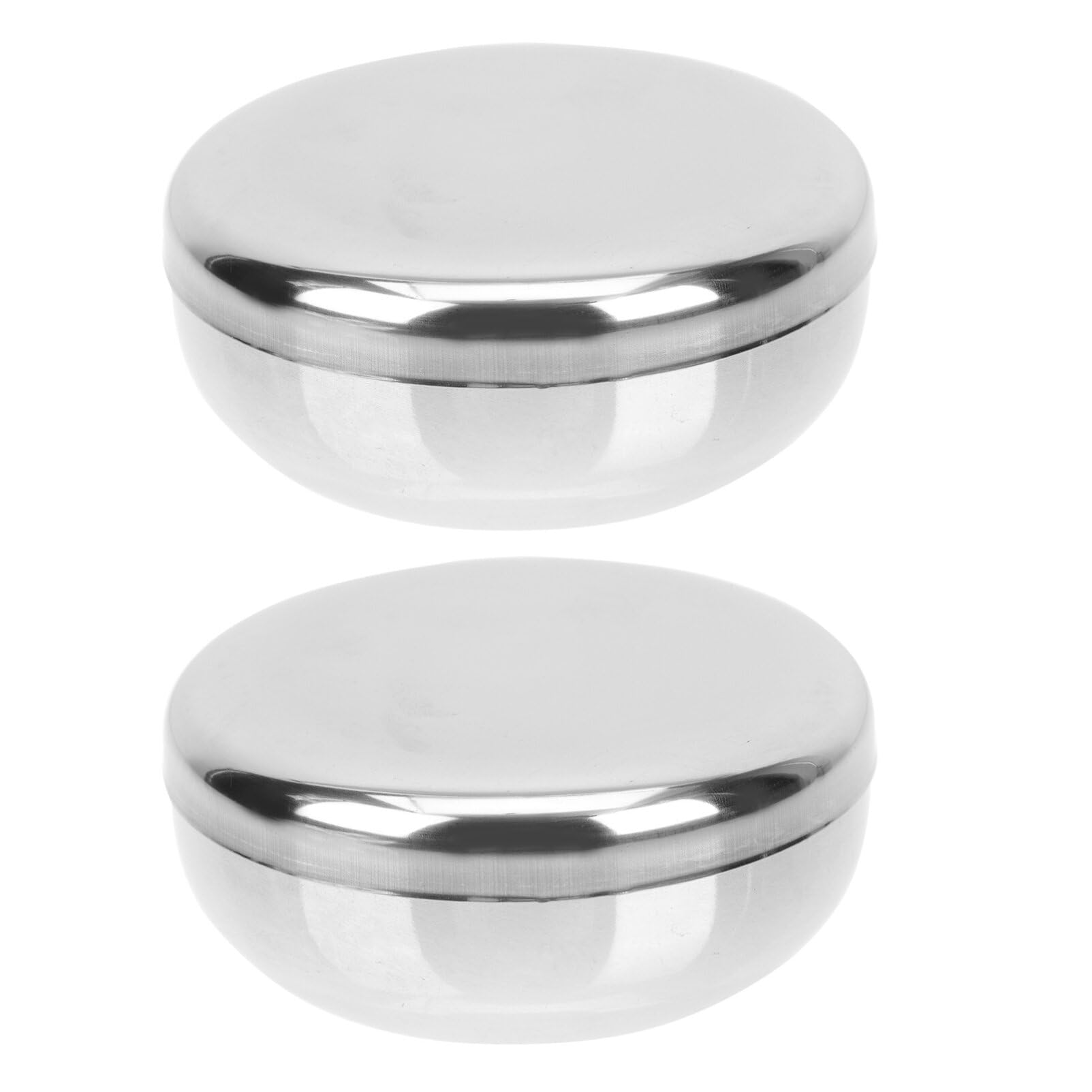 Luxshiny Stainless Steel Rice Bowls with Lid 3.94 Inch Korean Traditional Steam Rice Bowls Leakproof Metal Bowls Set of 2 for Home Dining and Restaurant Use