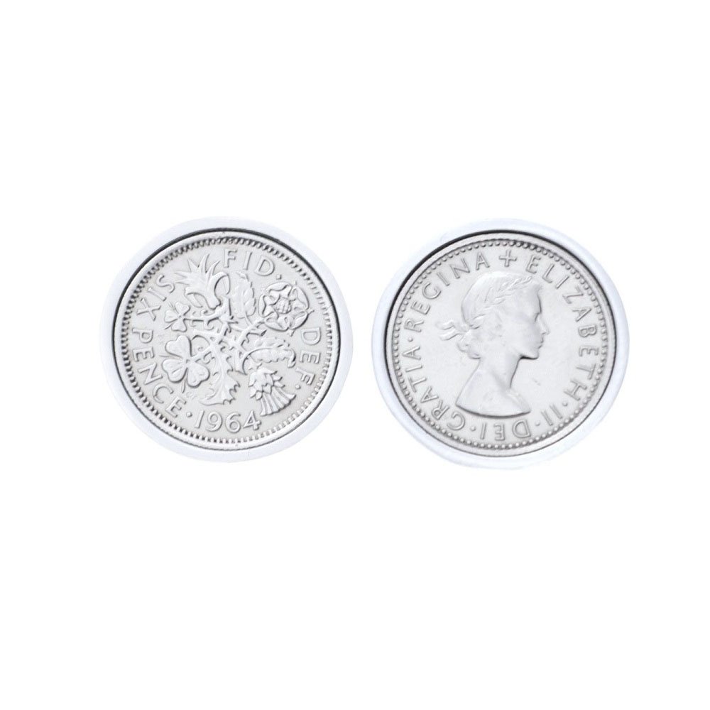 Polished Sixpence Cufflinks | 1964 Anniversary 1964 Coins 62nd Birthday